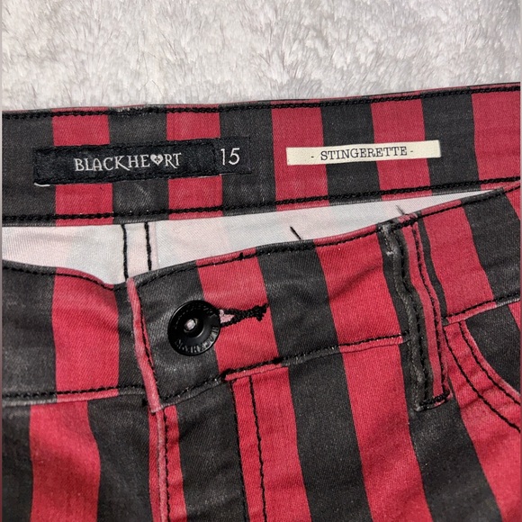 Blackheart Red and Black Striped Skinny Pants - Picture 5 of 9